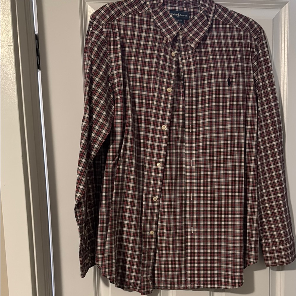 Polo by Ralph Lauren Red and White Button Down Shirt
